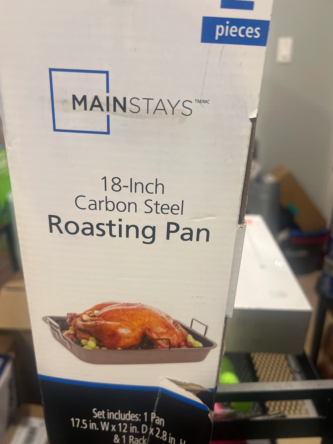 Mainstays 18-Inch Carbon Steel Roasting Pan with Rack - photo 2