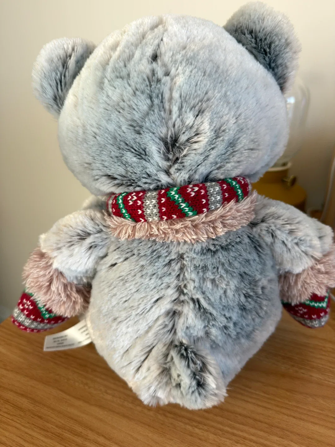 Plush Grey Teddy Bear with Festive Scarf - photo 4