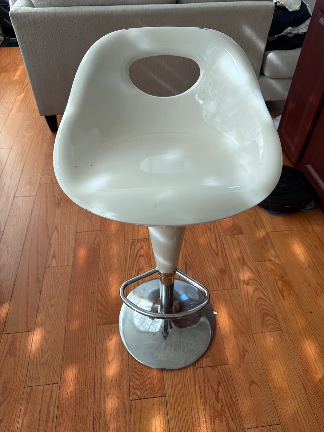 White Adjustable Bar Stool