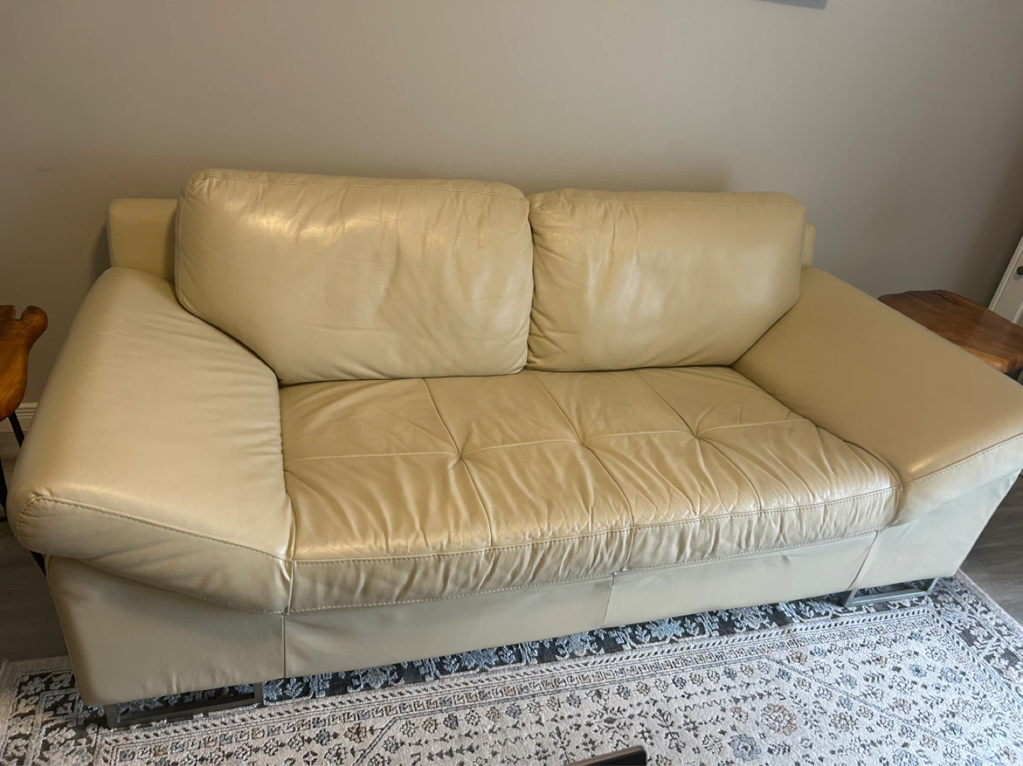 Cream Leather Sofa and love seat - photo 3