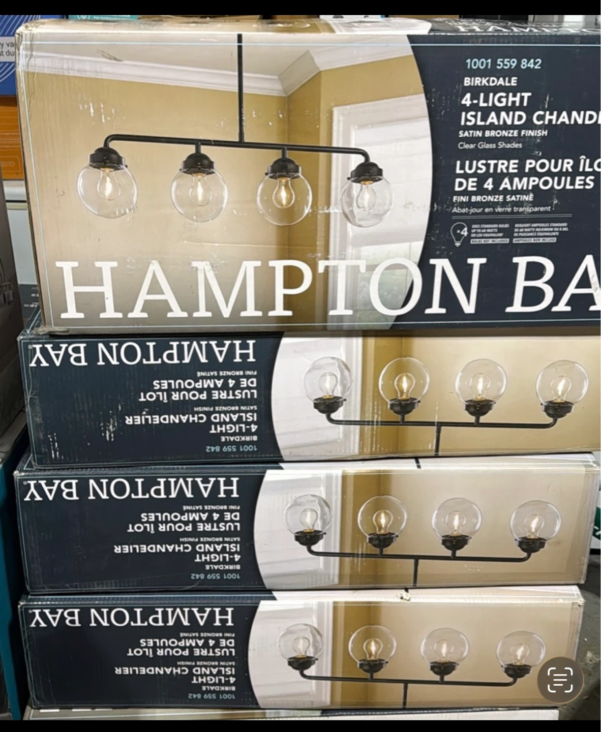 Hampton Bay Birkdale 4-Light Island Chandelier - Satin Bronze