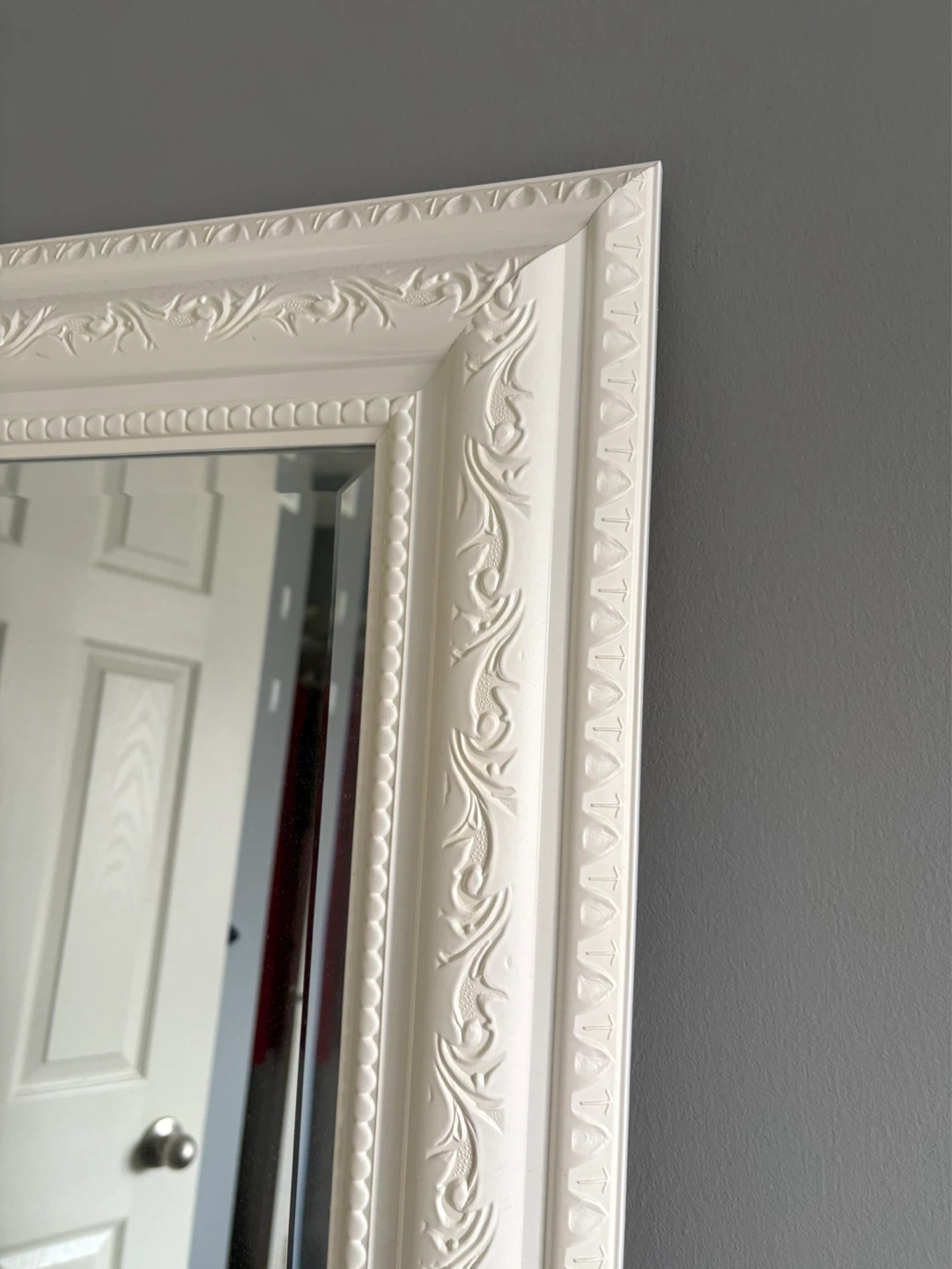 Large Ornate White Framed Mirror - photo 3