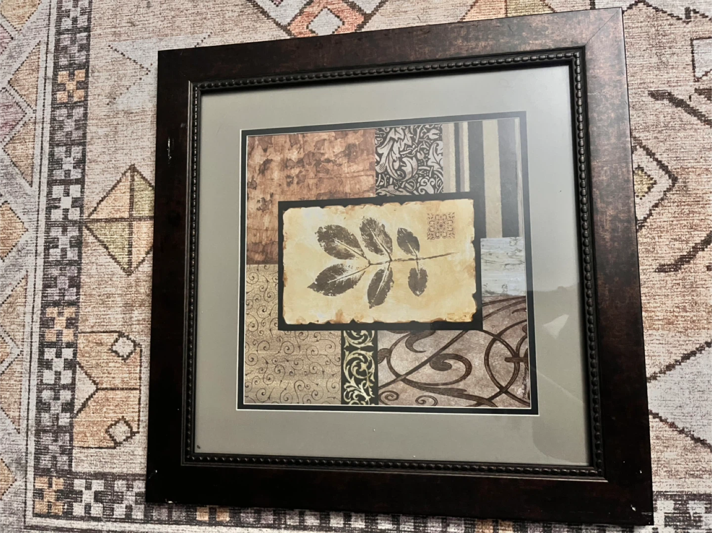 Framed Wall Art Print with Leaf Design
