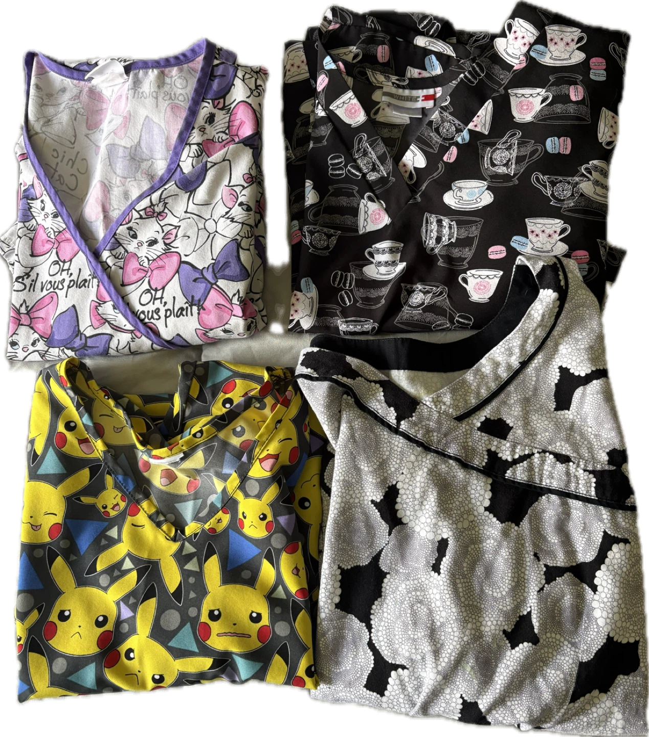 Lot of 9 V-Neck Scrub Tops