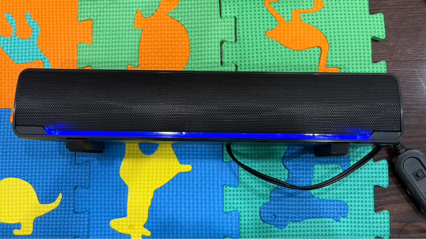 Black Desktop Soundbar with Blue LED Light