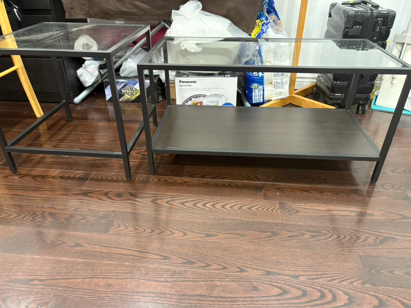 Black metal and glass nesting tables - photo 2