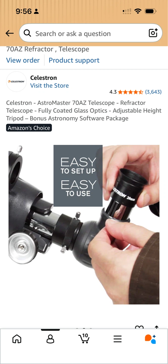 Celestron AstroMaster 70AZ Refractor Telescope - photo 5