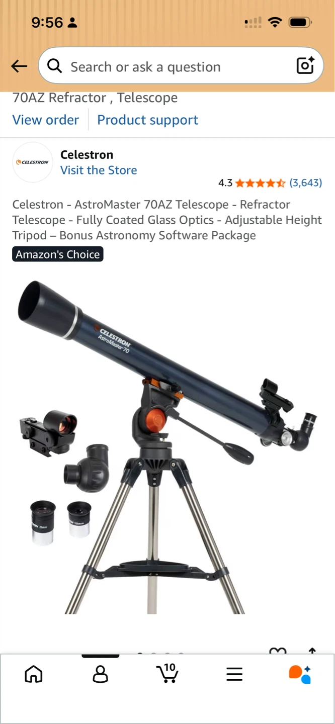 Celestron AstroMaster 70AZ Refractor Telescope