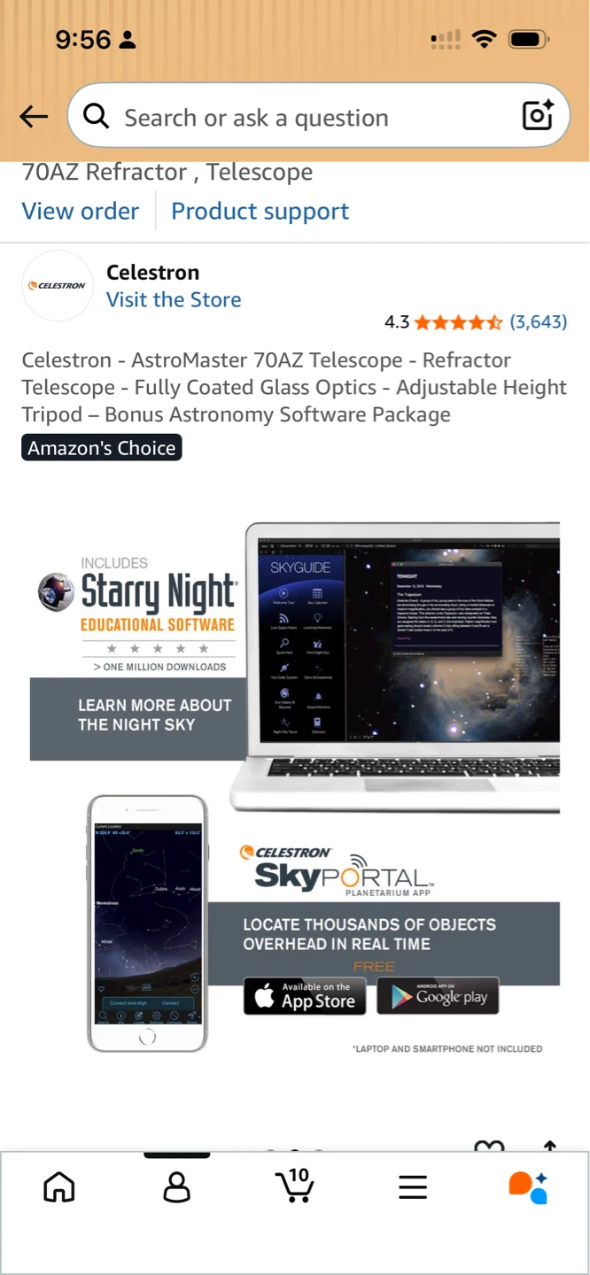 Celestron AstroMaster 70AZ Refractor Telescope - photo 3
