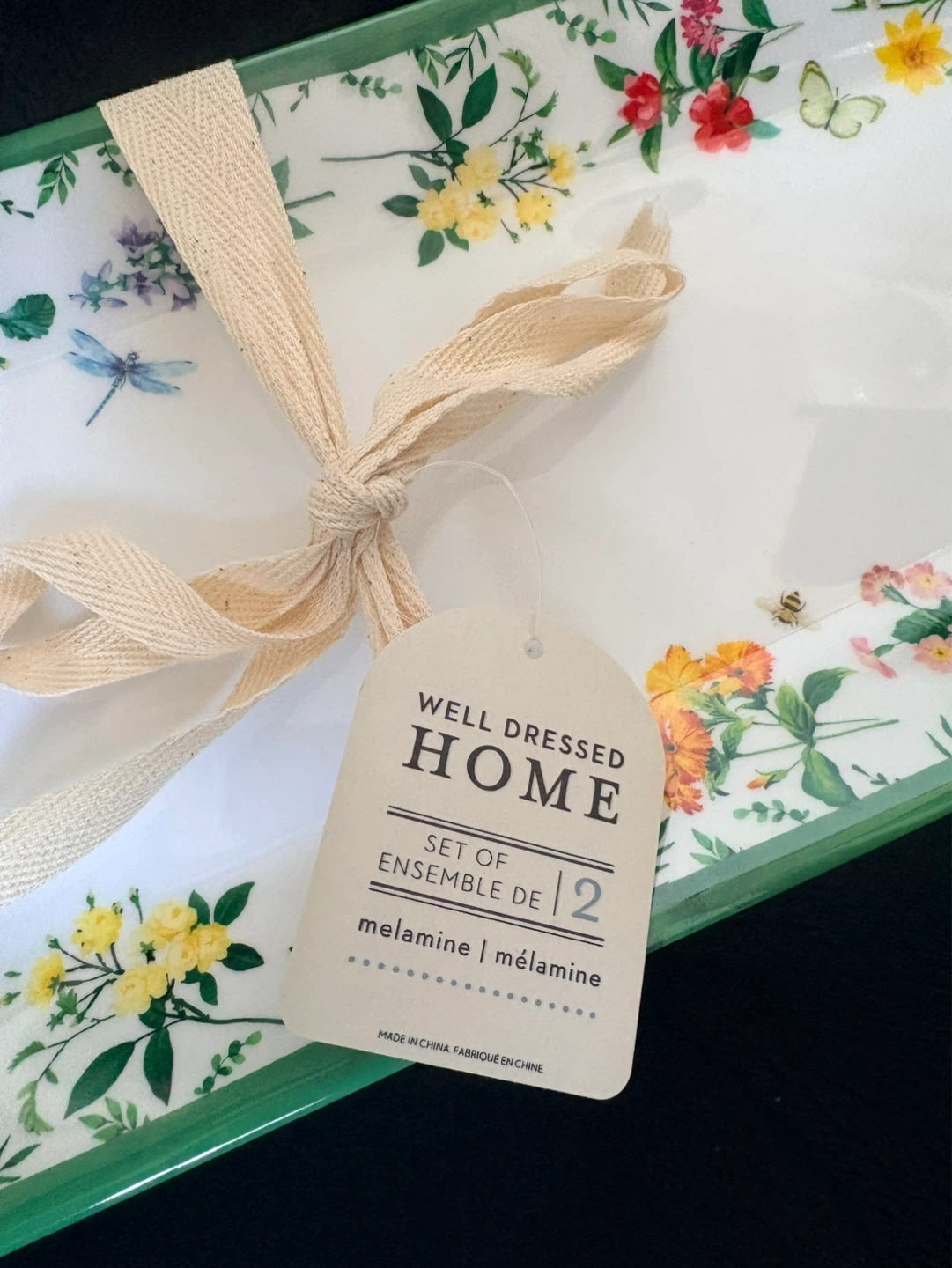 Well Dressed Home Melamine Serving Tray with Floral Design - photo 2
