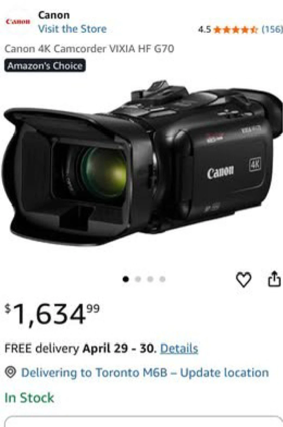 Canon VIXIA HF G70 4K Camcorder - photo 4