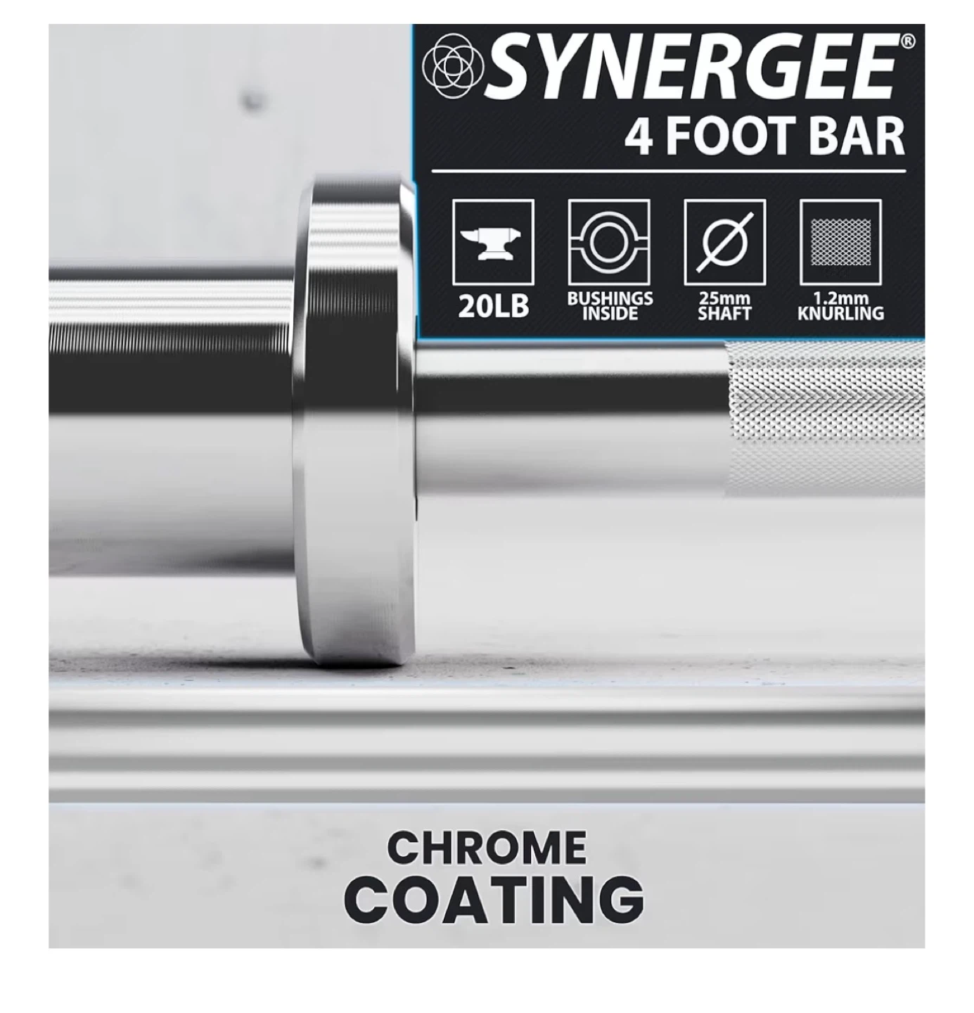 Synergee 4 Foot Barbell - 20LB - photo 2