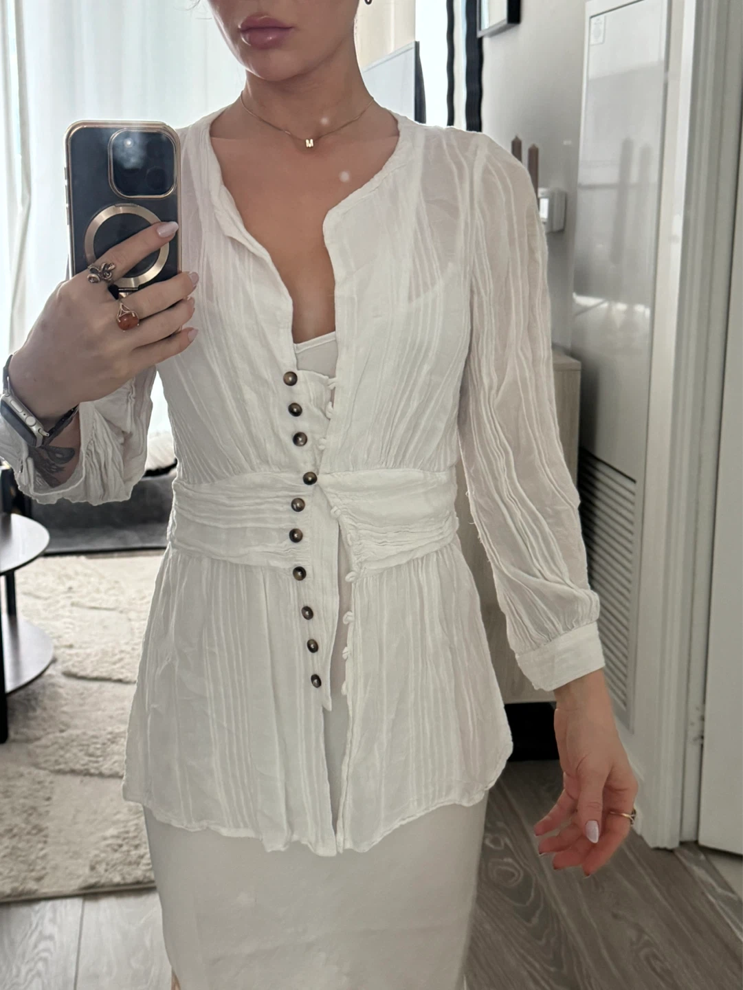 White Button-Up Blouse - photo 2
