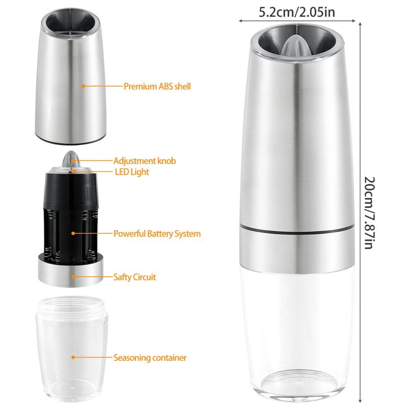Gravity Electric Salt & Pepper Mill Set