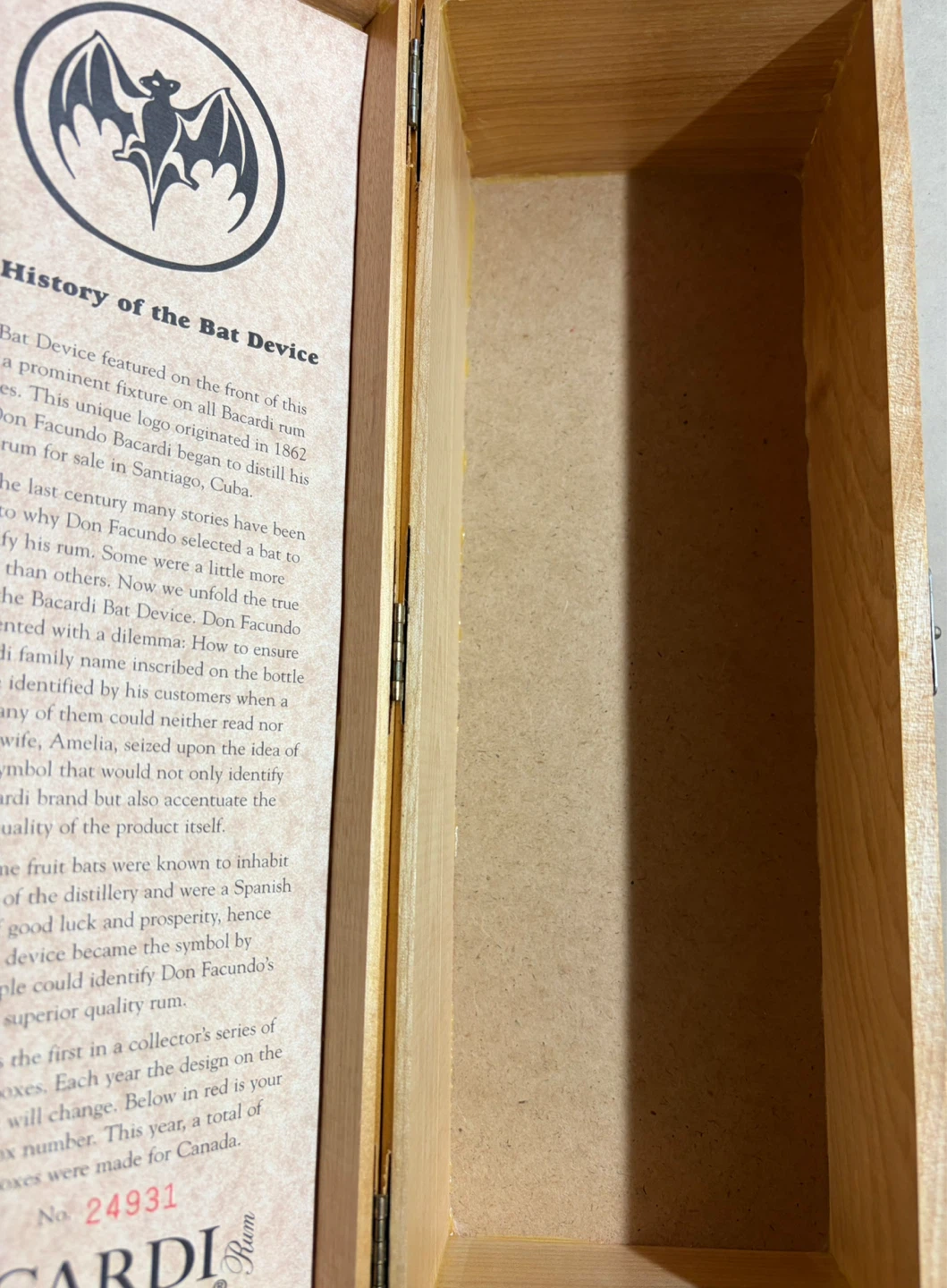 13” Bacardi Collector's Series Wooden Gift Box - photo 5