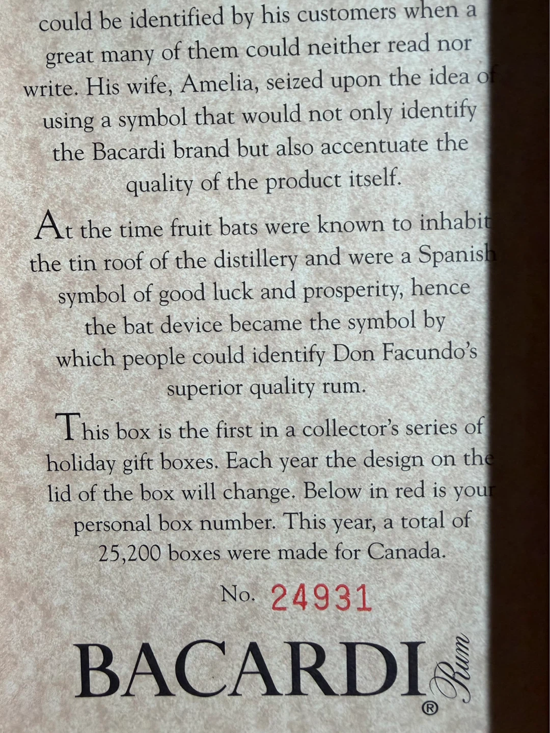 13” Bacardi Collector's Series Wooden Gift Box - photo 3