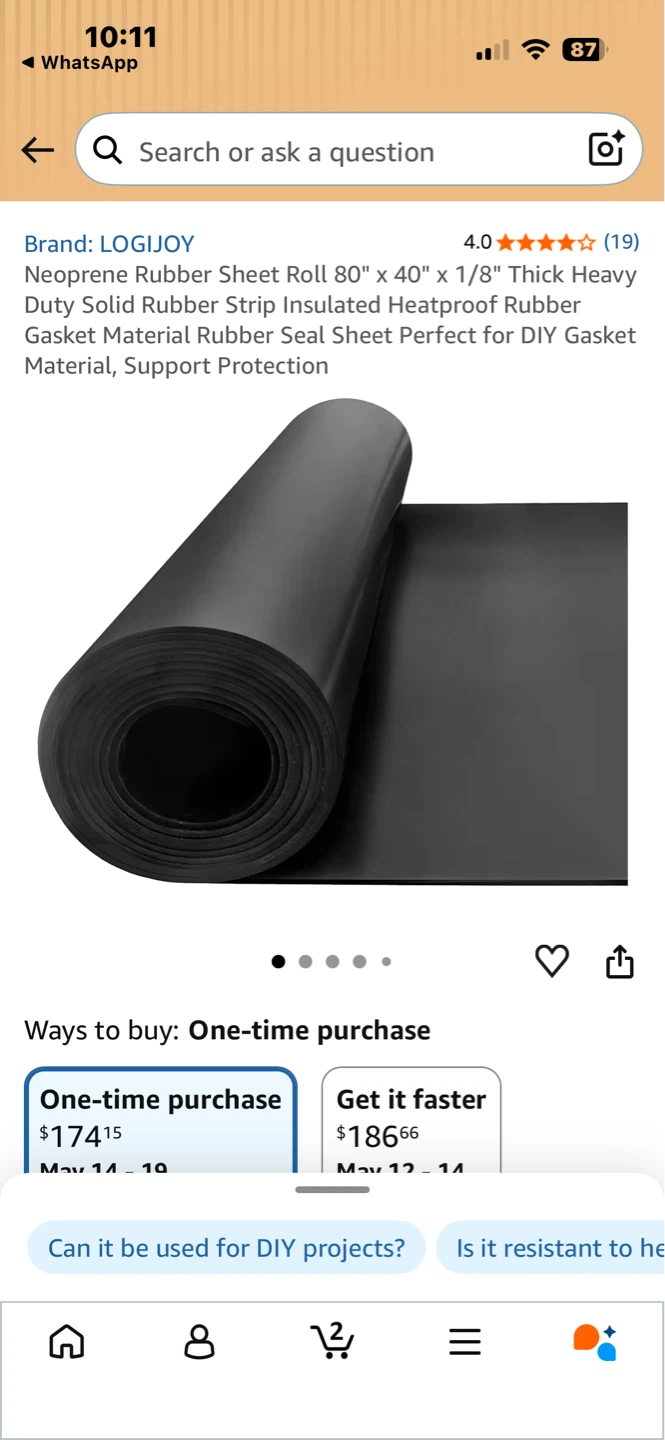 LOGIJIOY Neoprene Rubber Sheet Roll 80" x 40" x 1/8" Thick