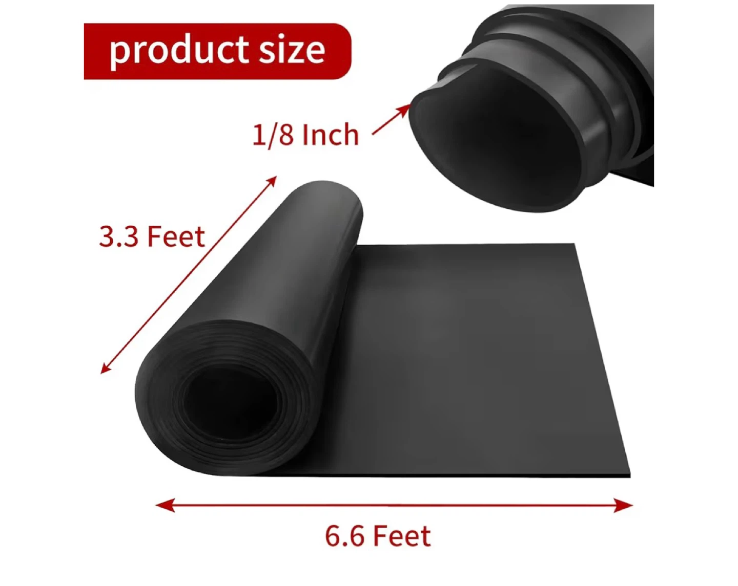 LOGIJIOY Neoprene Rubber Sheet Roll 80" x 40" x 1/8" Thick - photo 2