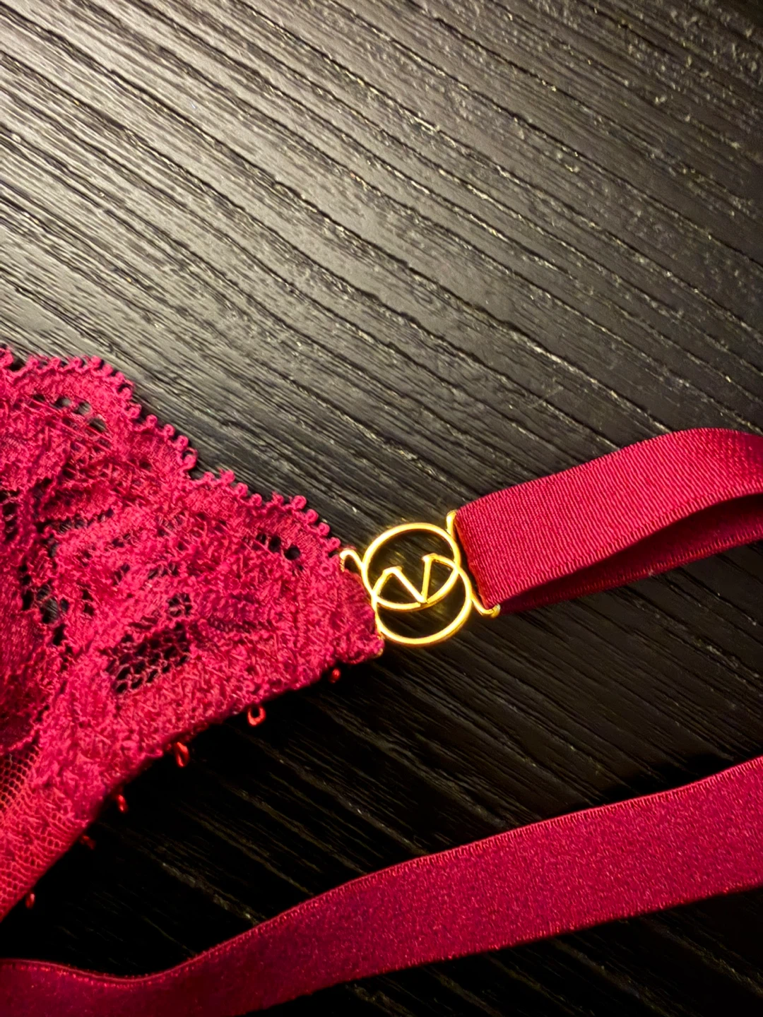 Victoria's Secret Thong - Burgundy with Polka Dots - photo 2