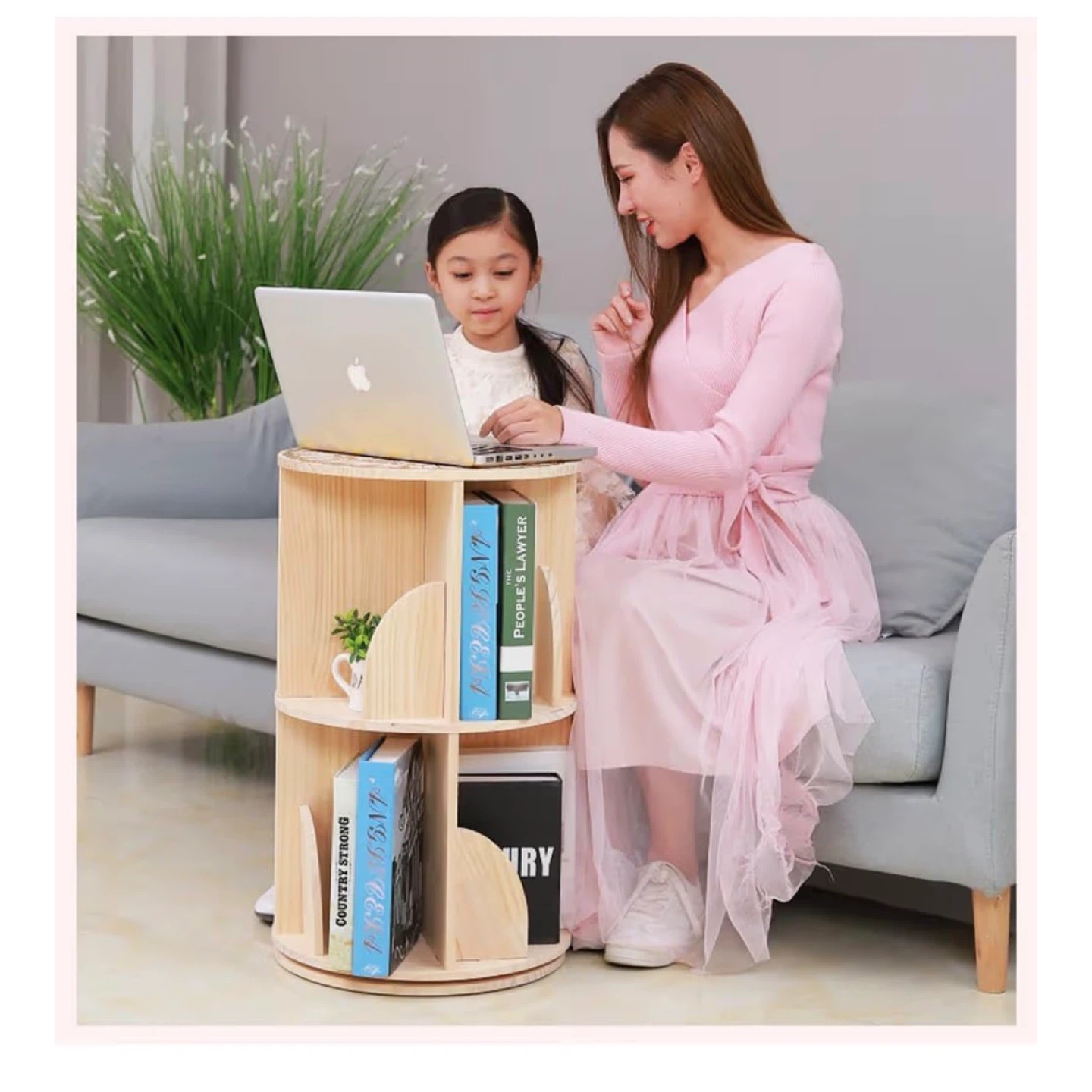 Wooden Rotating Bookshelf - photo 5
