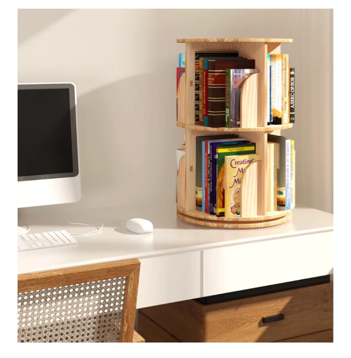 Wooden Rotating Bookshelf - photo 3