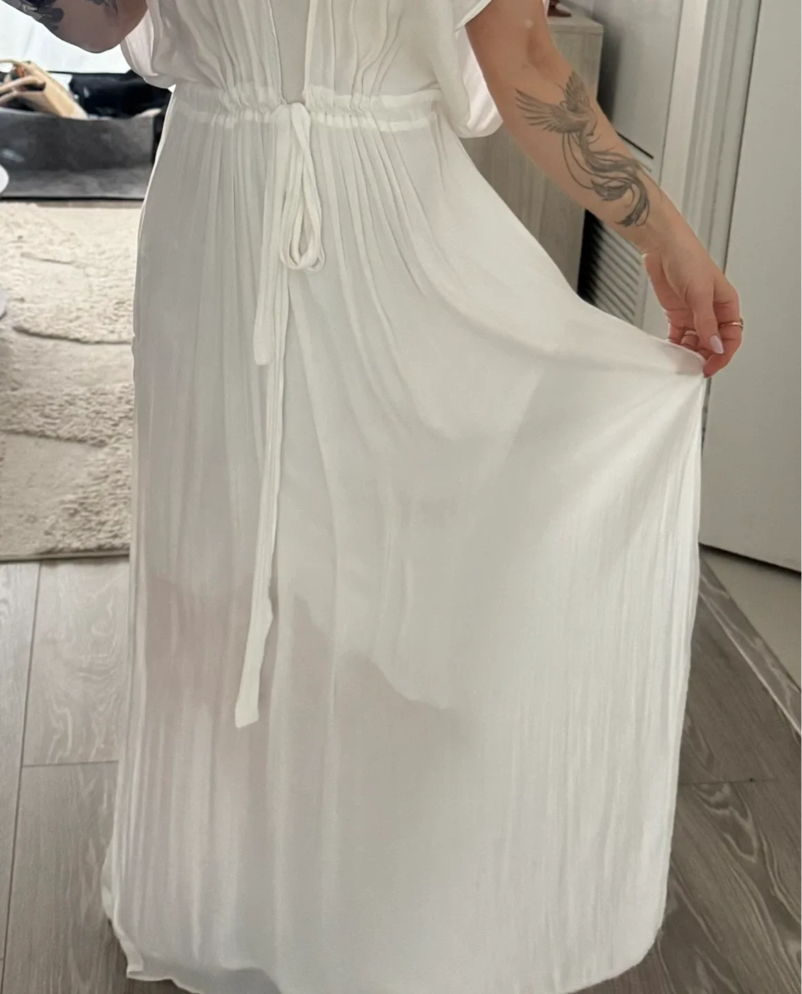White Maxi Dress with Tie Waist - photo 2