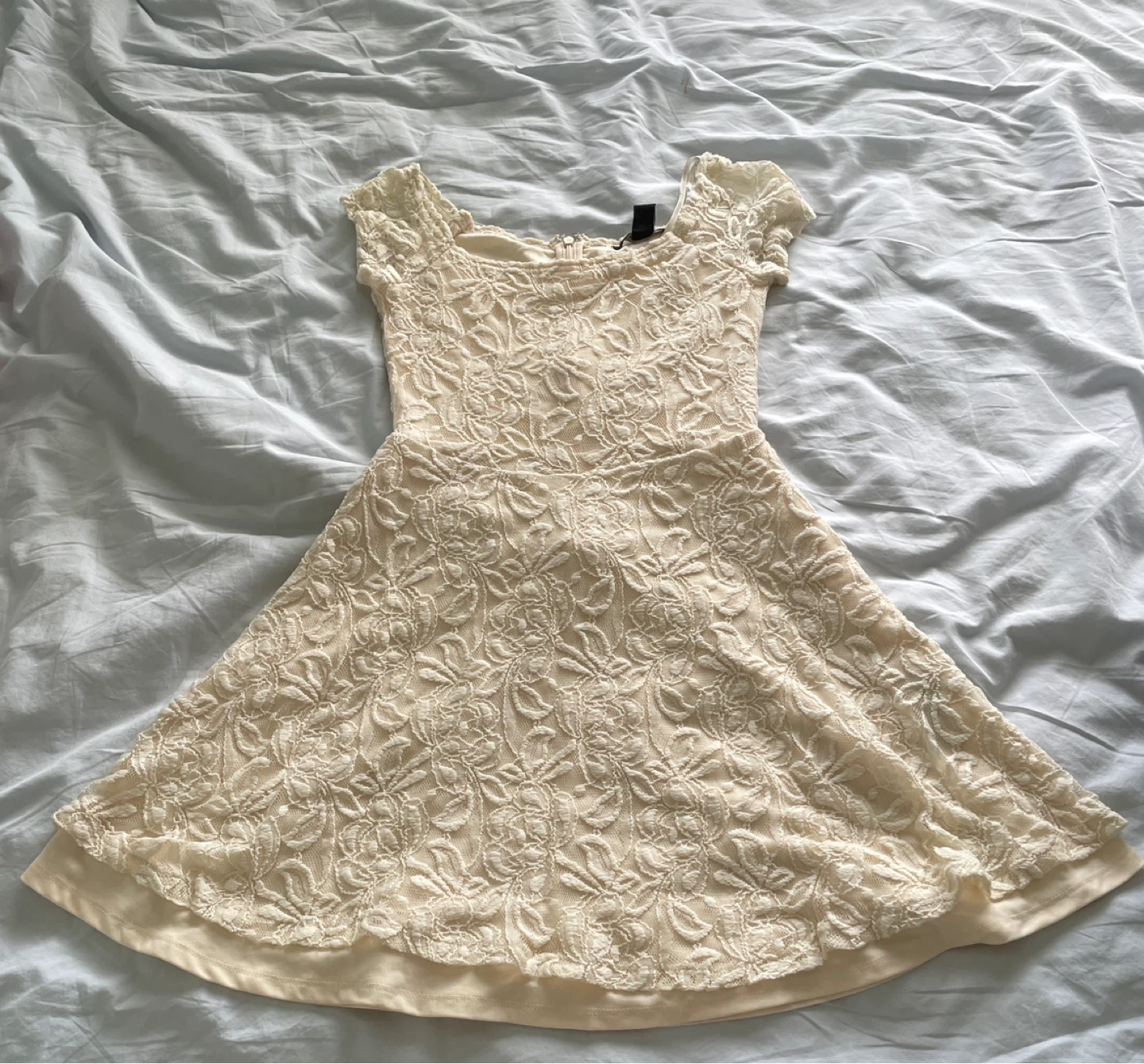 Cream Lace Fit and Flare Dress - photo 2