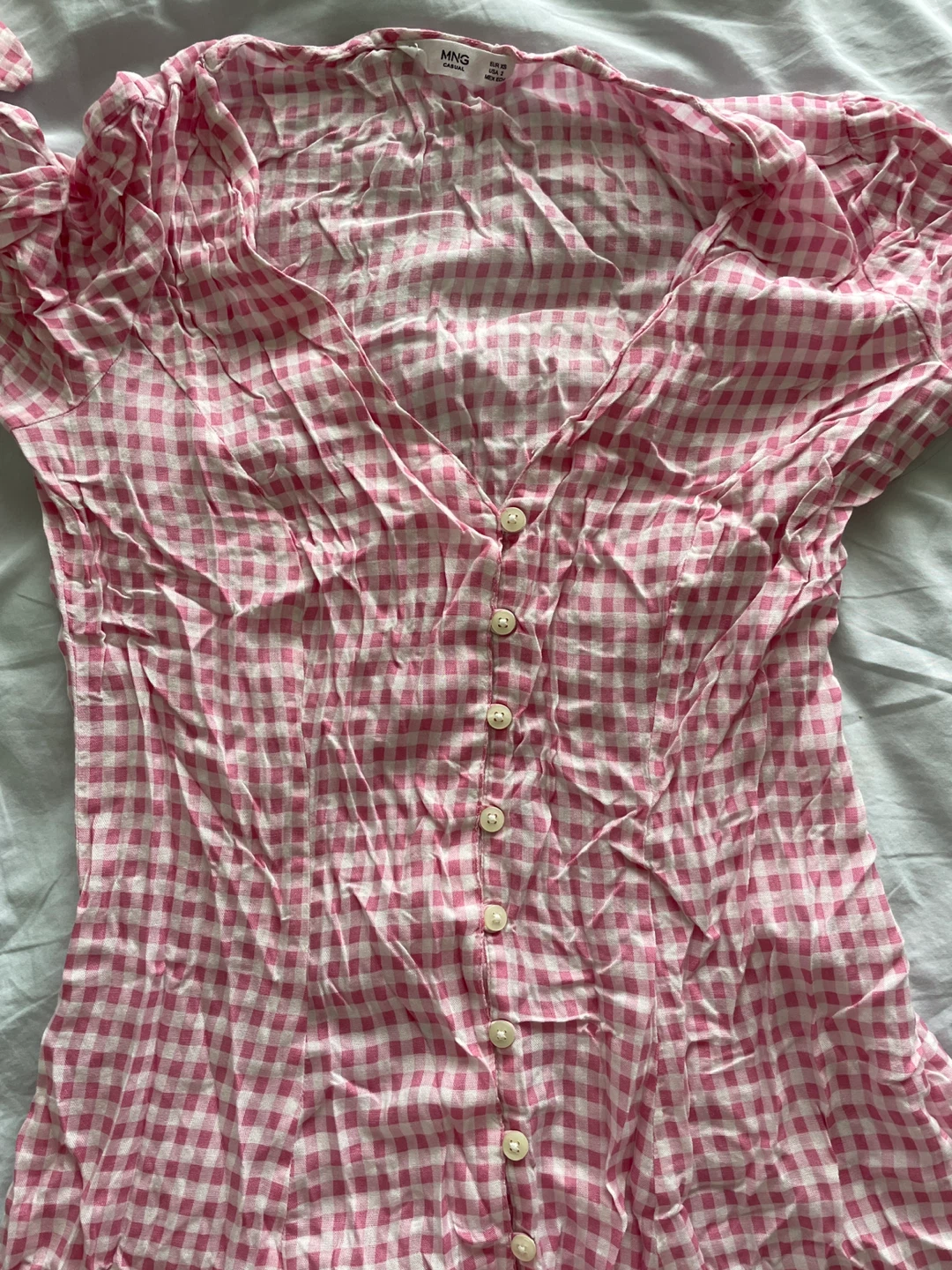 Pink Gingham Button-Up Midi Dress - photo 2