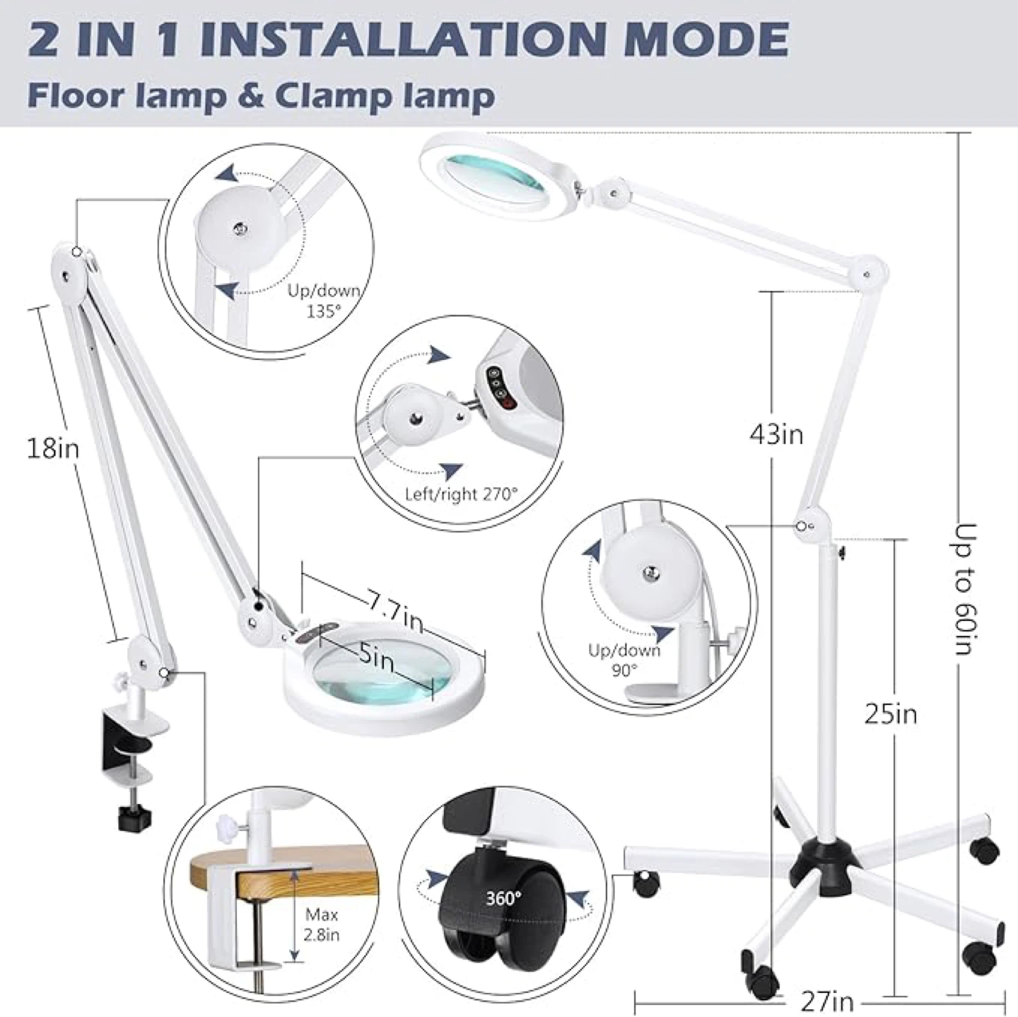 10X Magnifying Glass with Light and Stand, Veemagni 2,200 Lumens - photo 2