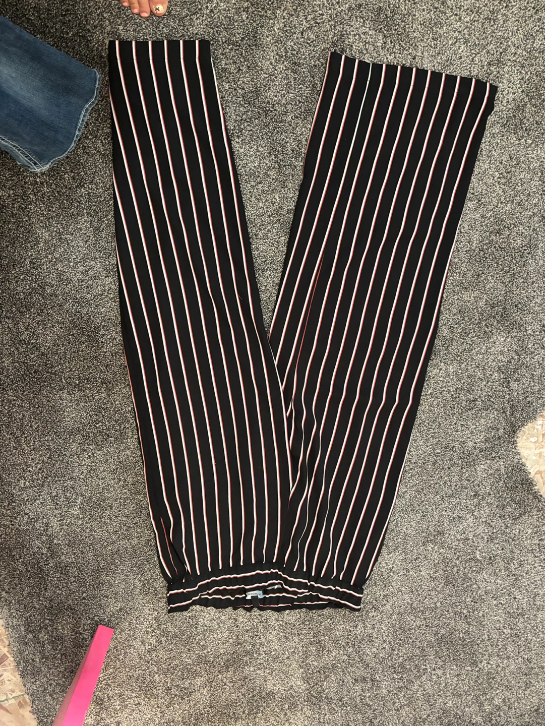 Black Striped Wide-Leg Pants