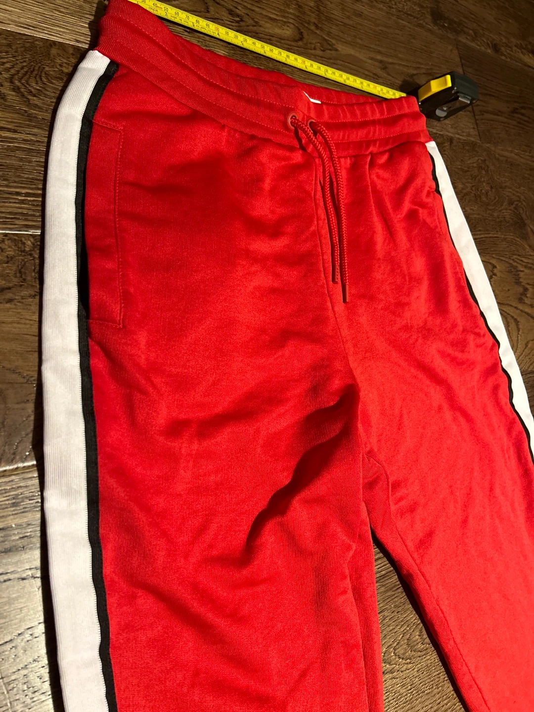 Zara Red Track Pants with White Side Stripes - Size M - photo 2