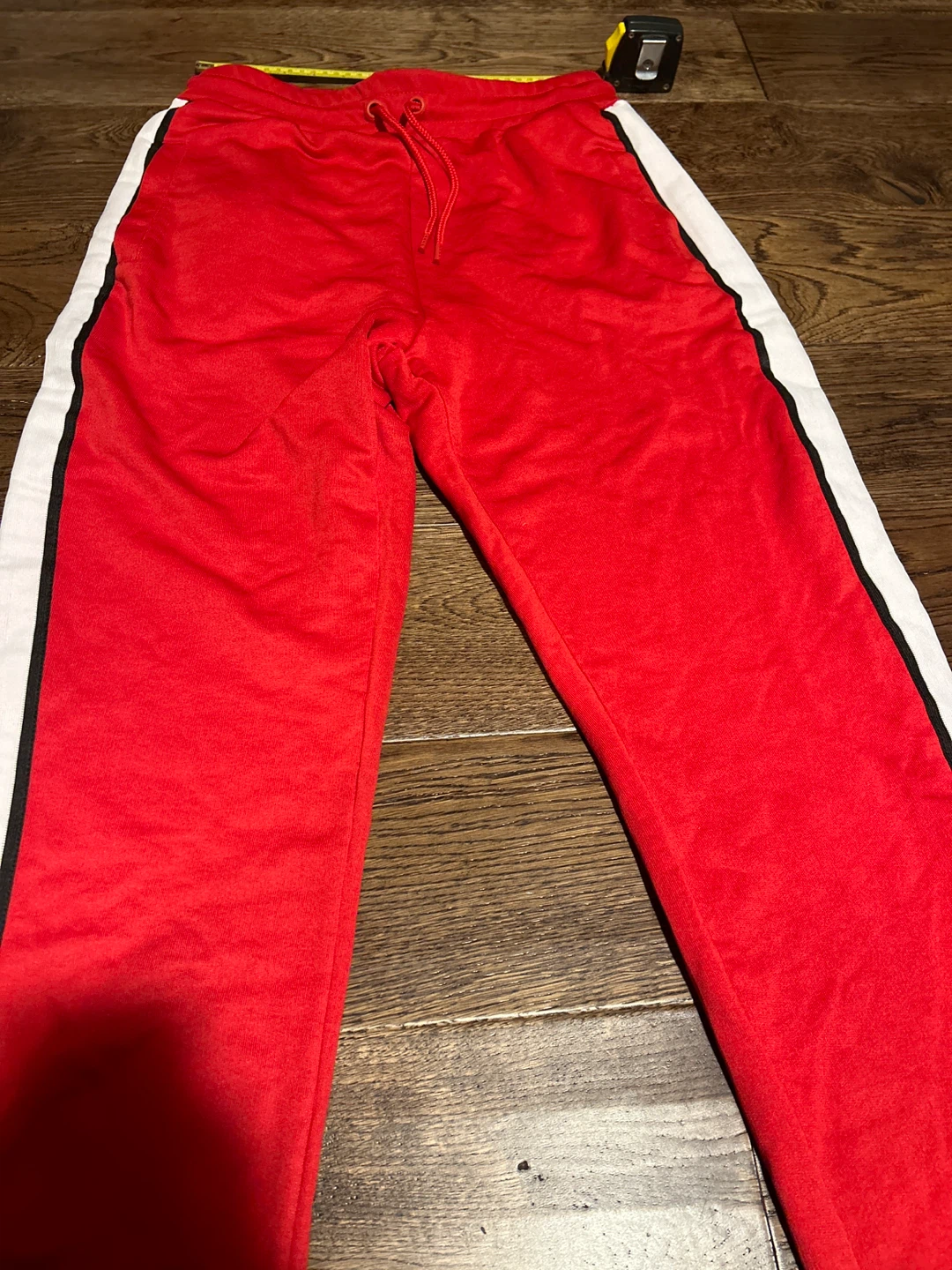 Zara Red Track Pants with White Side Stripes - Size M - photo 3