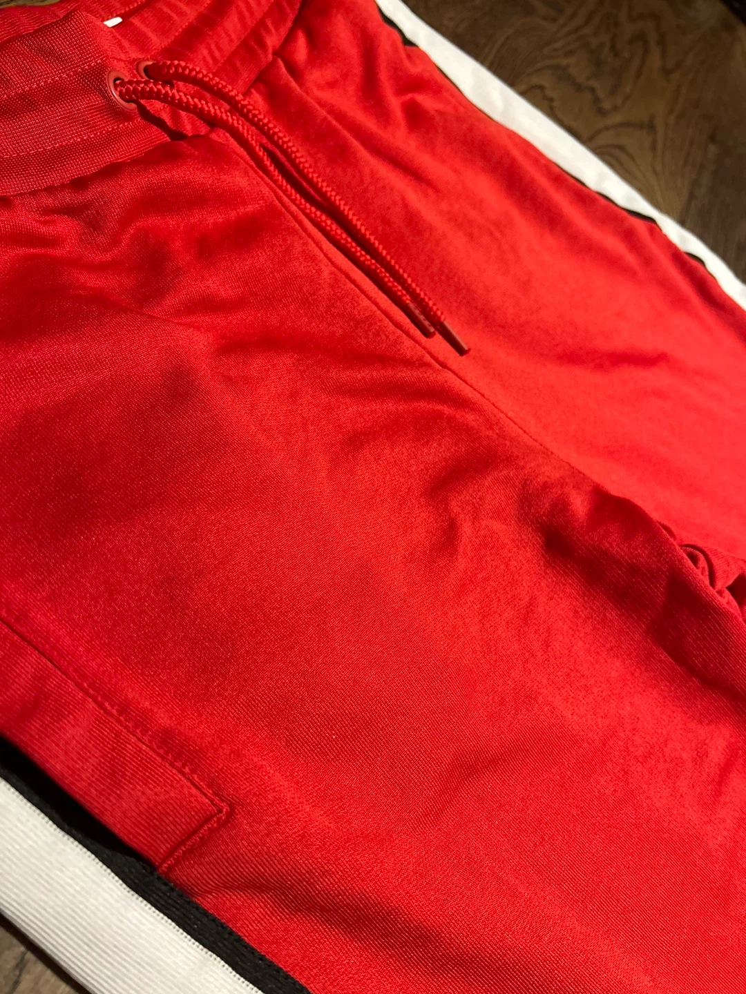 Zara Red Track Pants with White Side Stripes - Size M - photo 4