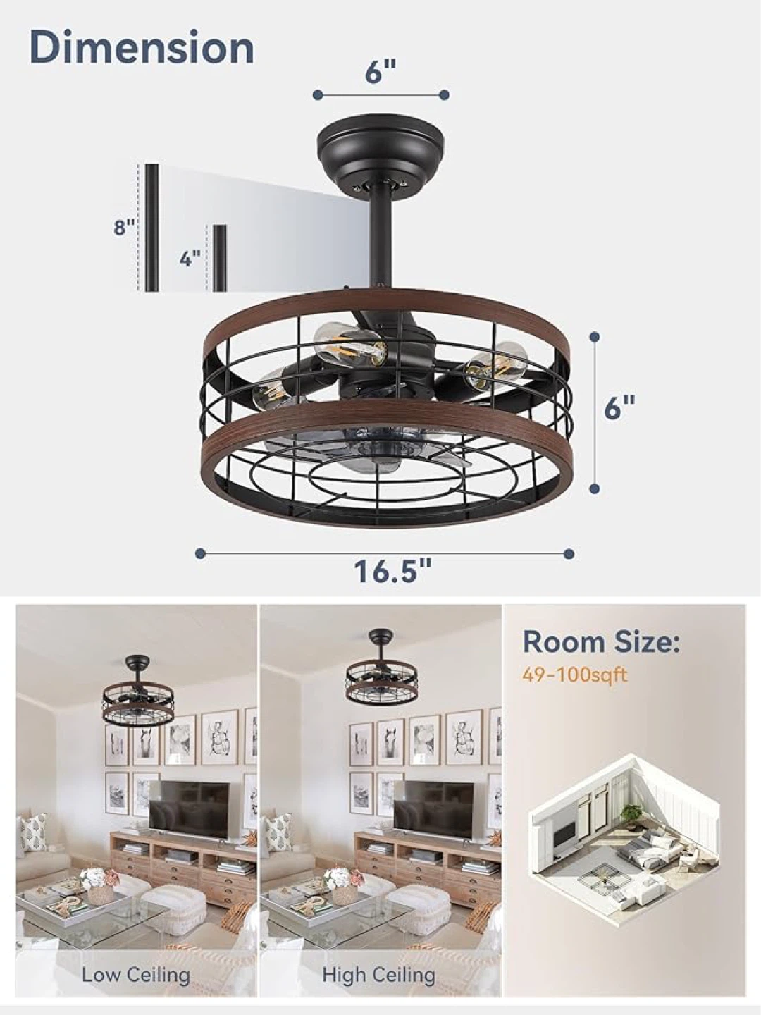 LEDARY 4-Light Industrial Ceiling Fan - photo 3