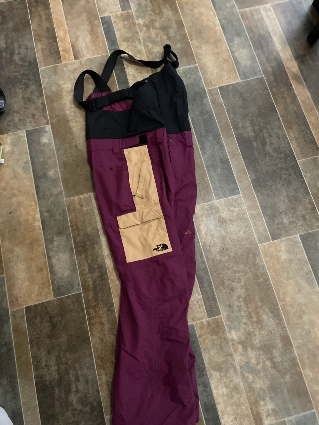 The North Face Bib Ski Pants Burgundy/Tan