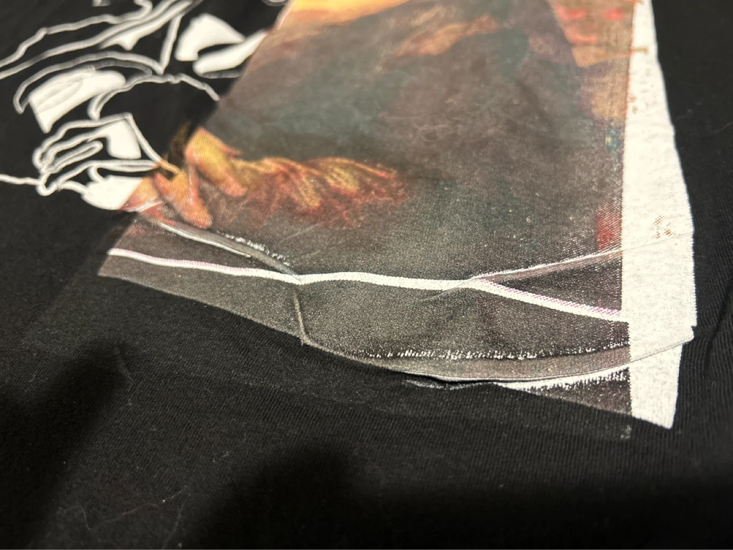 Black T-Shirt with Mona Lisa Graphic - Large - photo 3