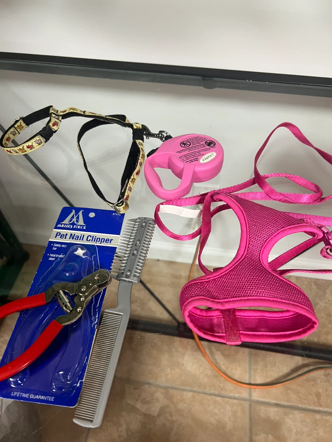 Pink pet Harness, Leash, and Nail Clippers Set
