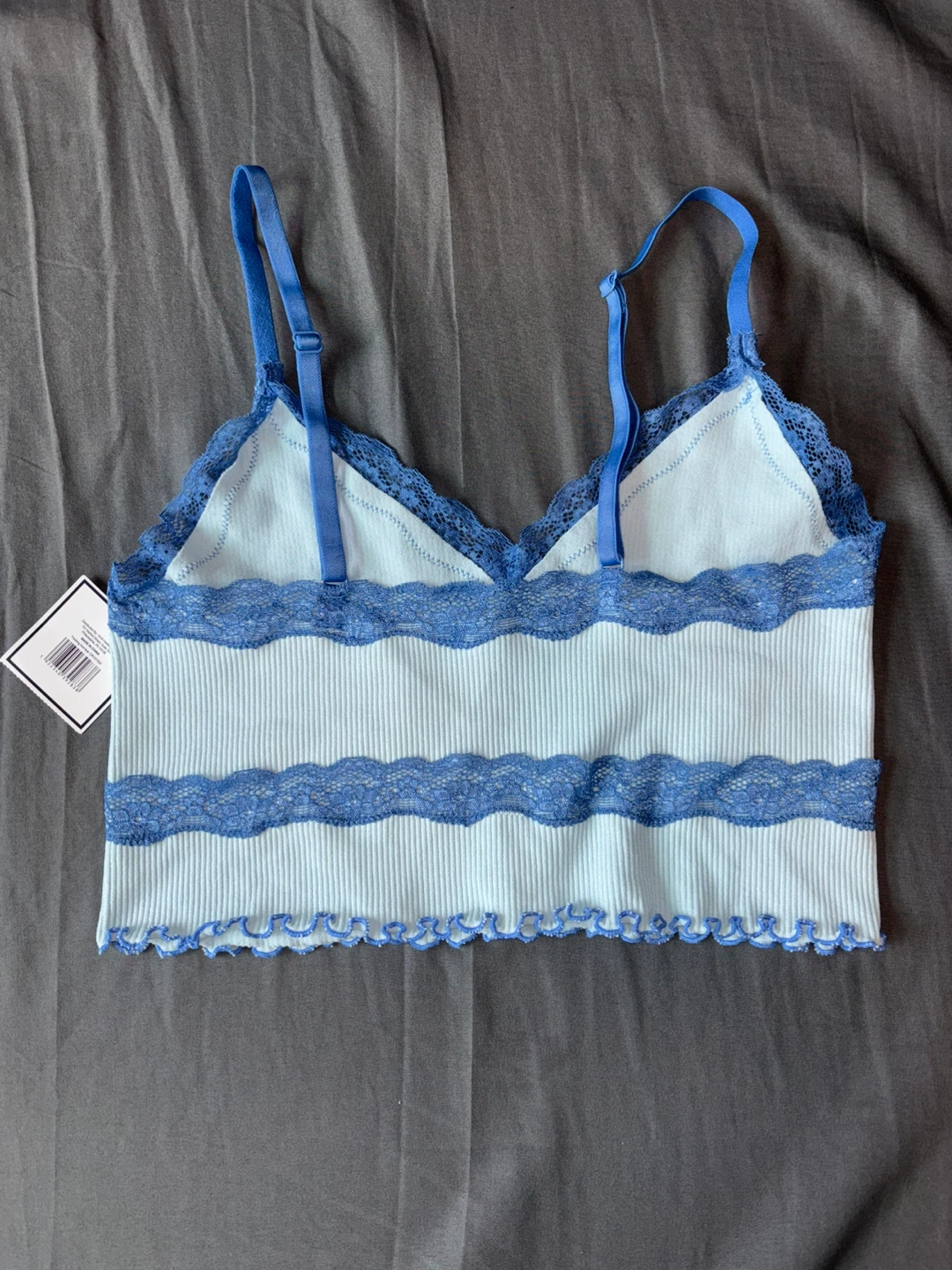 Light Blue Lace Trim Cami Top Size M - photo 2
