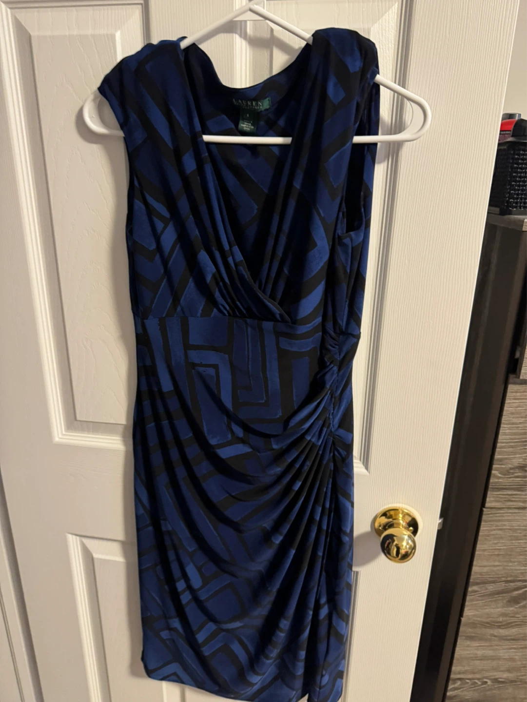 Lauren Ralph Lauren Blue Black Ruched Sheath Dress