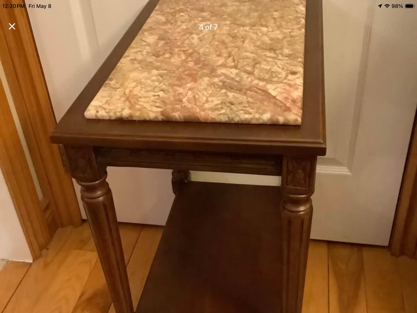 Vt Two Tiered Marble Top Maple Wd Side Table 🐞 - photo 3
