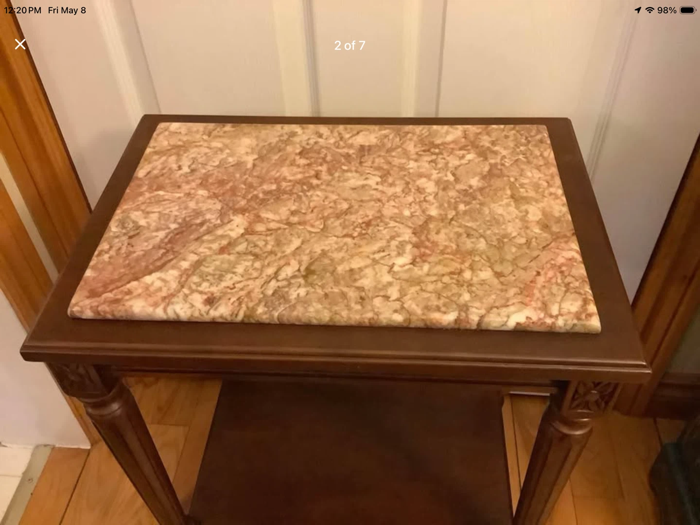 Vt Two Tiered Marble Top Maple Wd Side Table 🐞 - photo 4