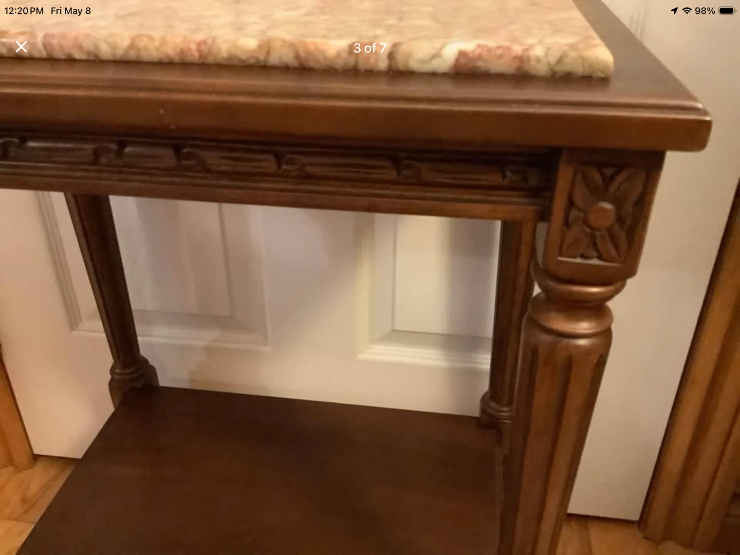 Vt Two Tiered Marble Top Maple Wd Side Table 🐞 - photo 2