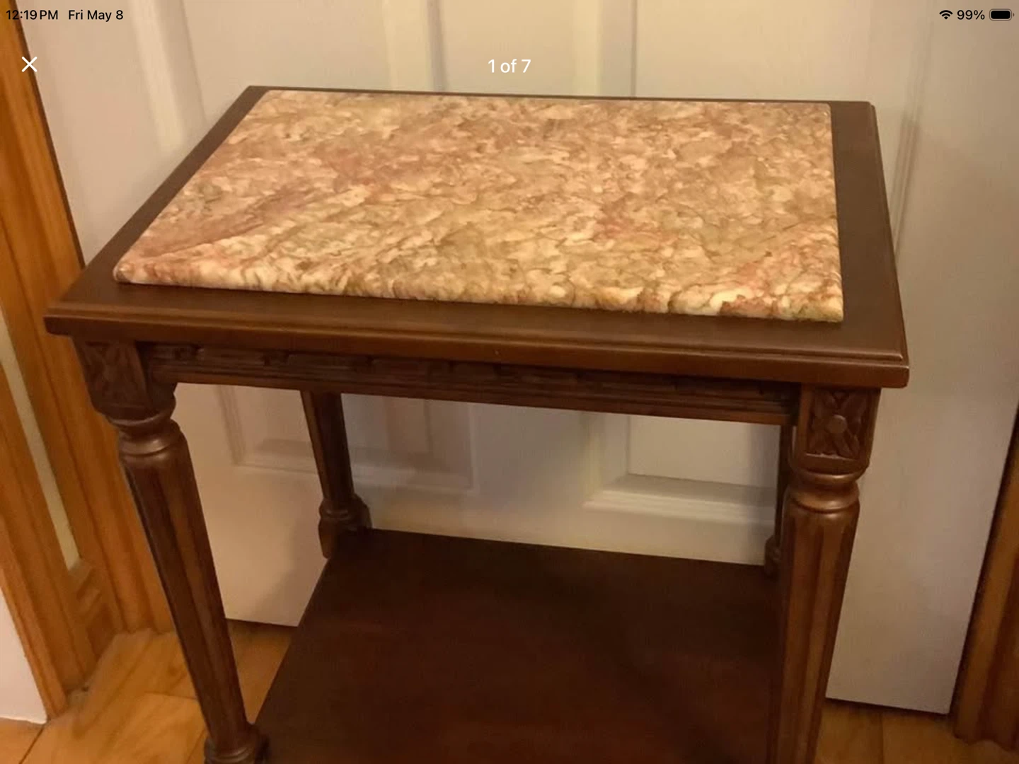 Vt Two Tiered Marble Top Maple Wd Side Table 🐞