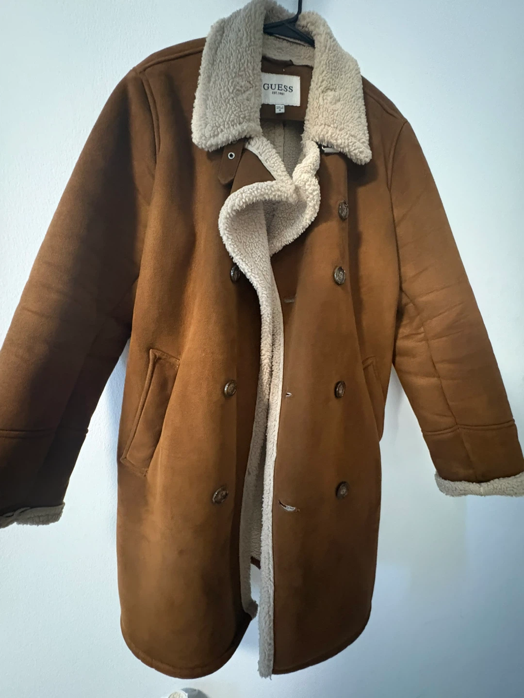 GUESS Brown Suede Sherpa Lined Coat - photo 2