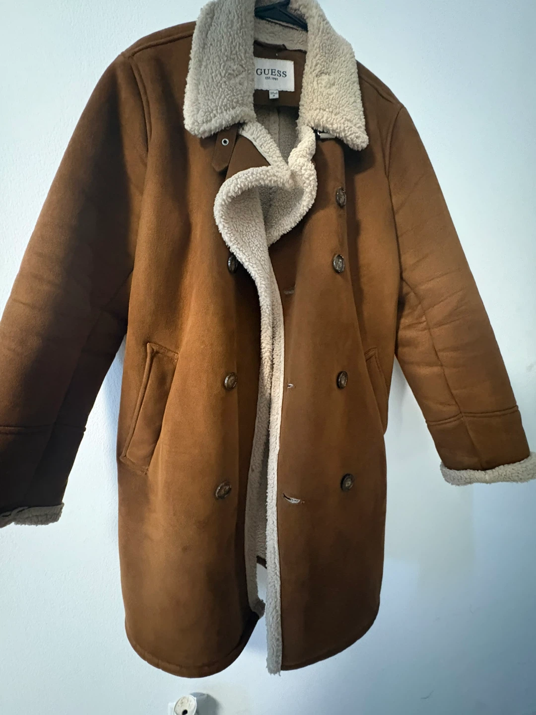 GUESS Brown Suede Sherpa Lined Coat - photo 5