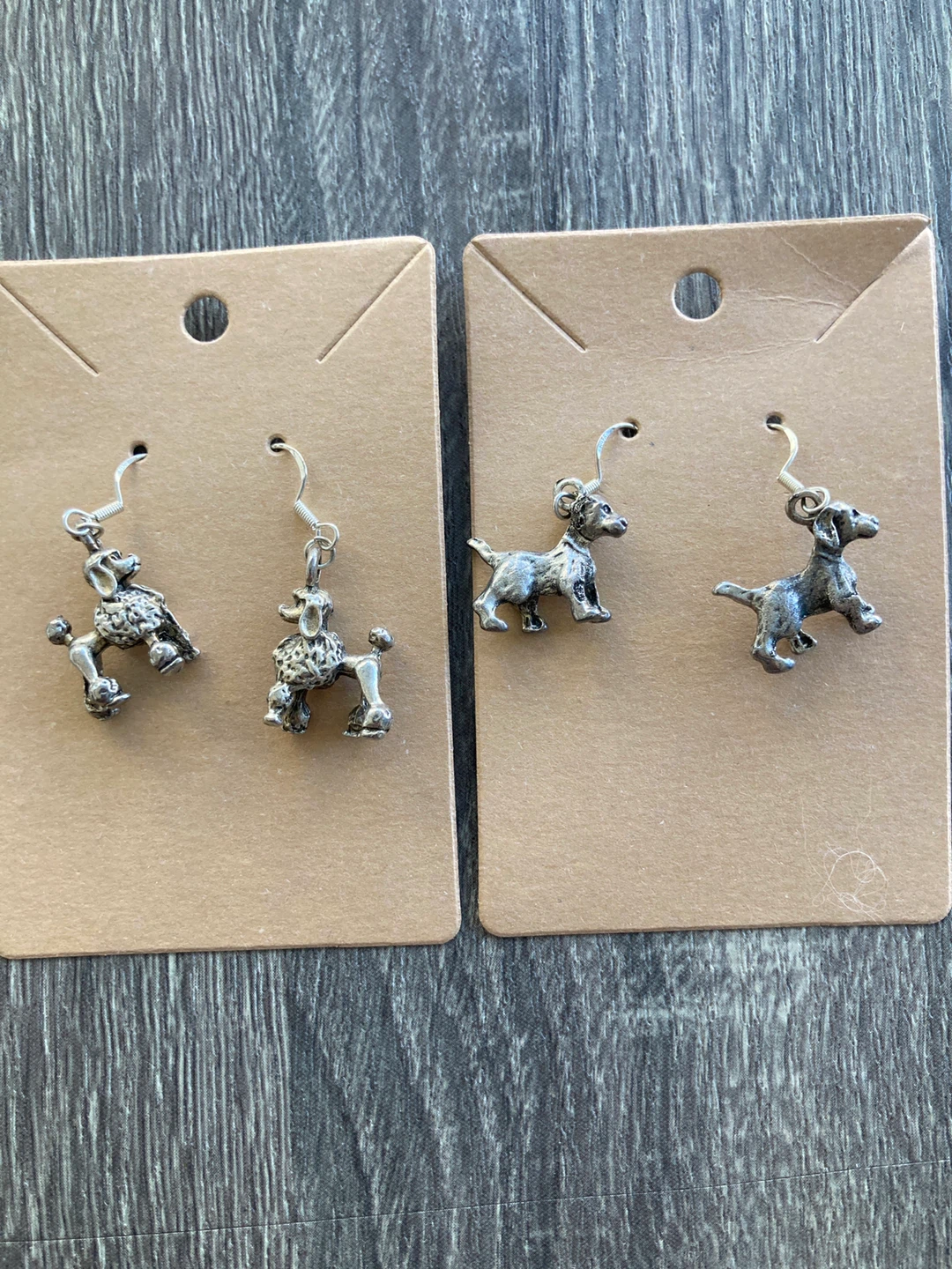 Poodle and Dog Dangle Earrings Set sterling silver posts
