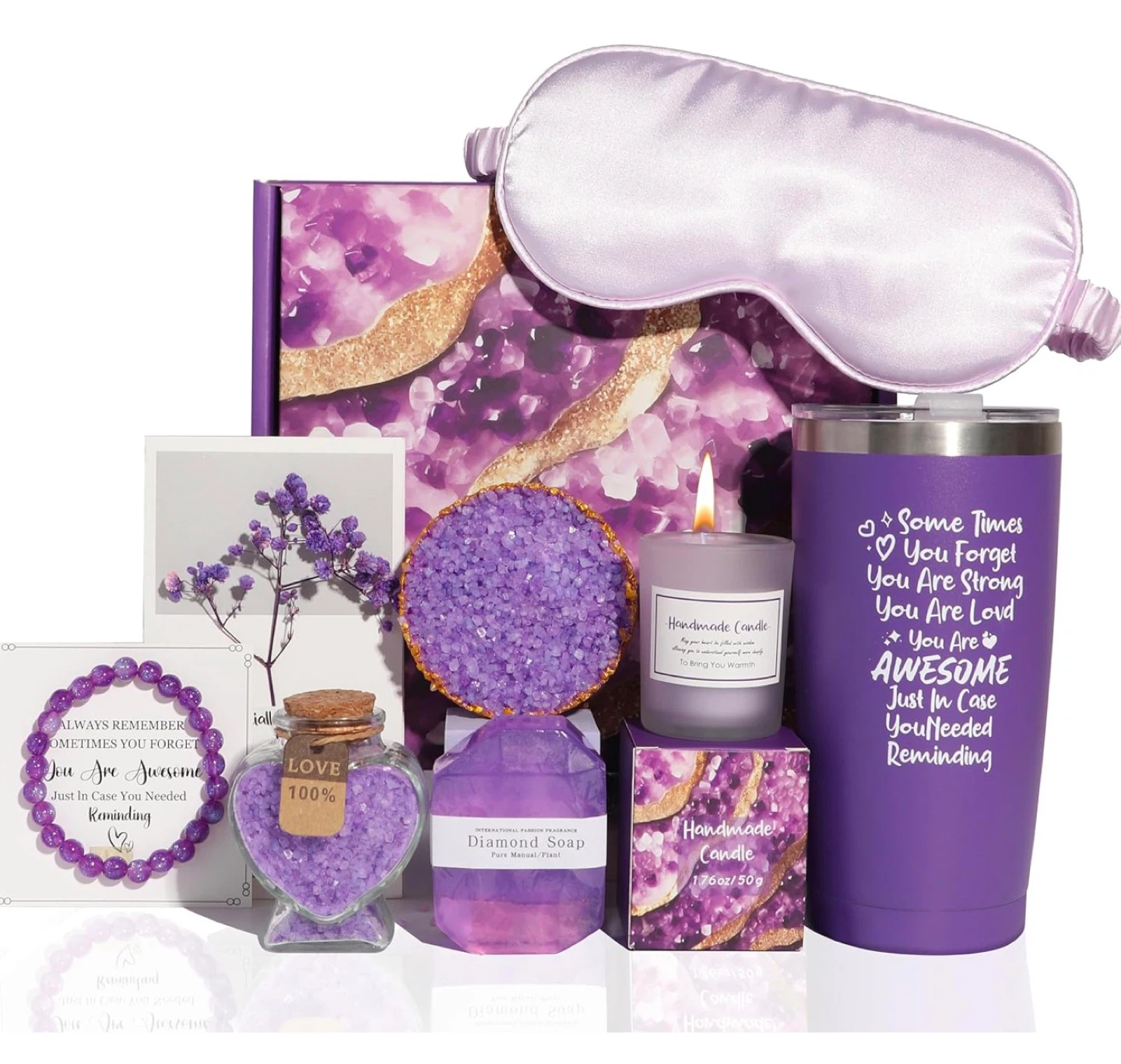 Purple Gemstone Gift Box Set with Tumbler