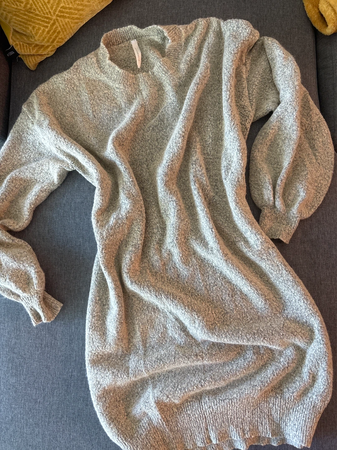 Light Grey Marled Knit Sweater Dress