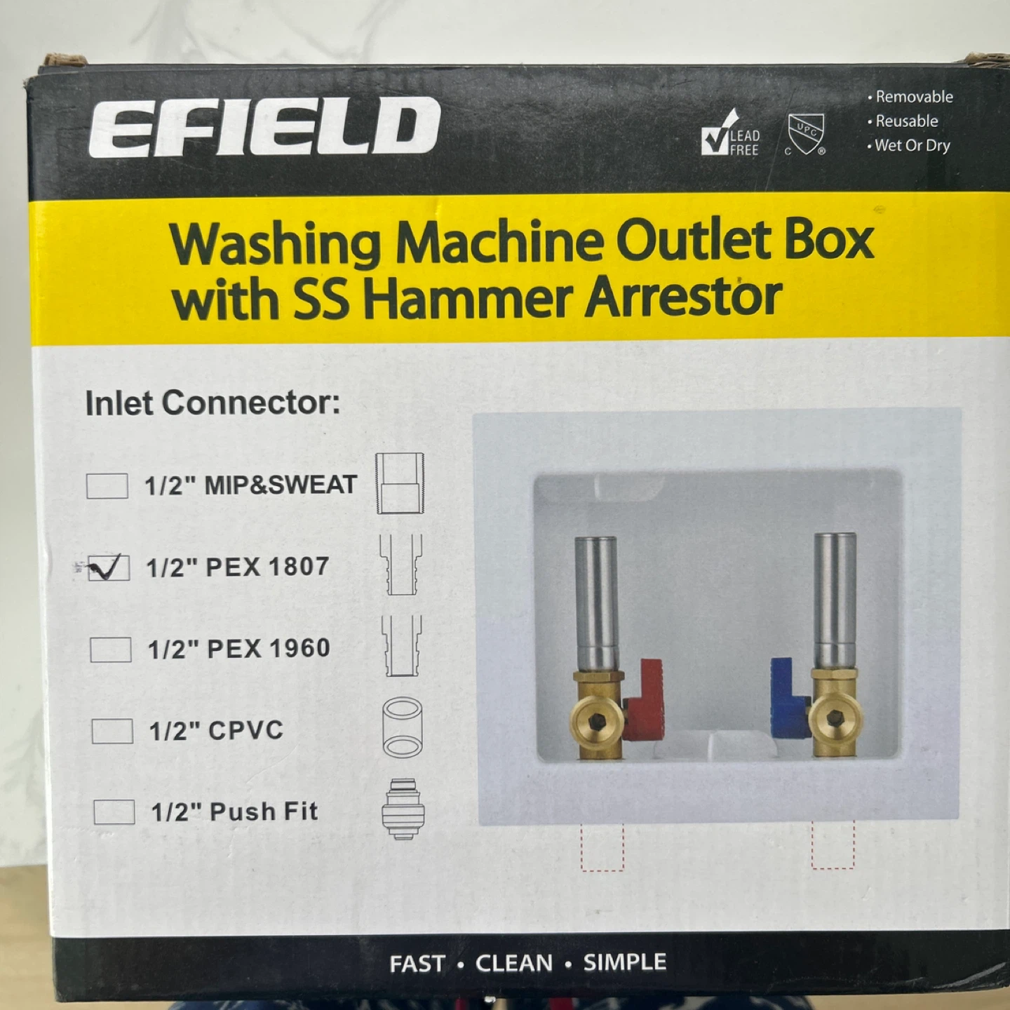 EFIELD Washing Machine Outlet Box with SS Hammer Arrestor