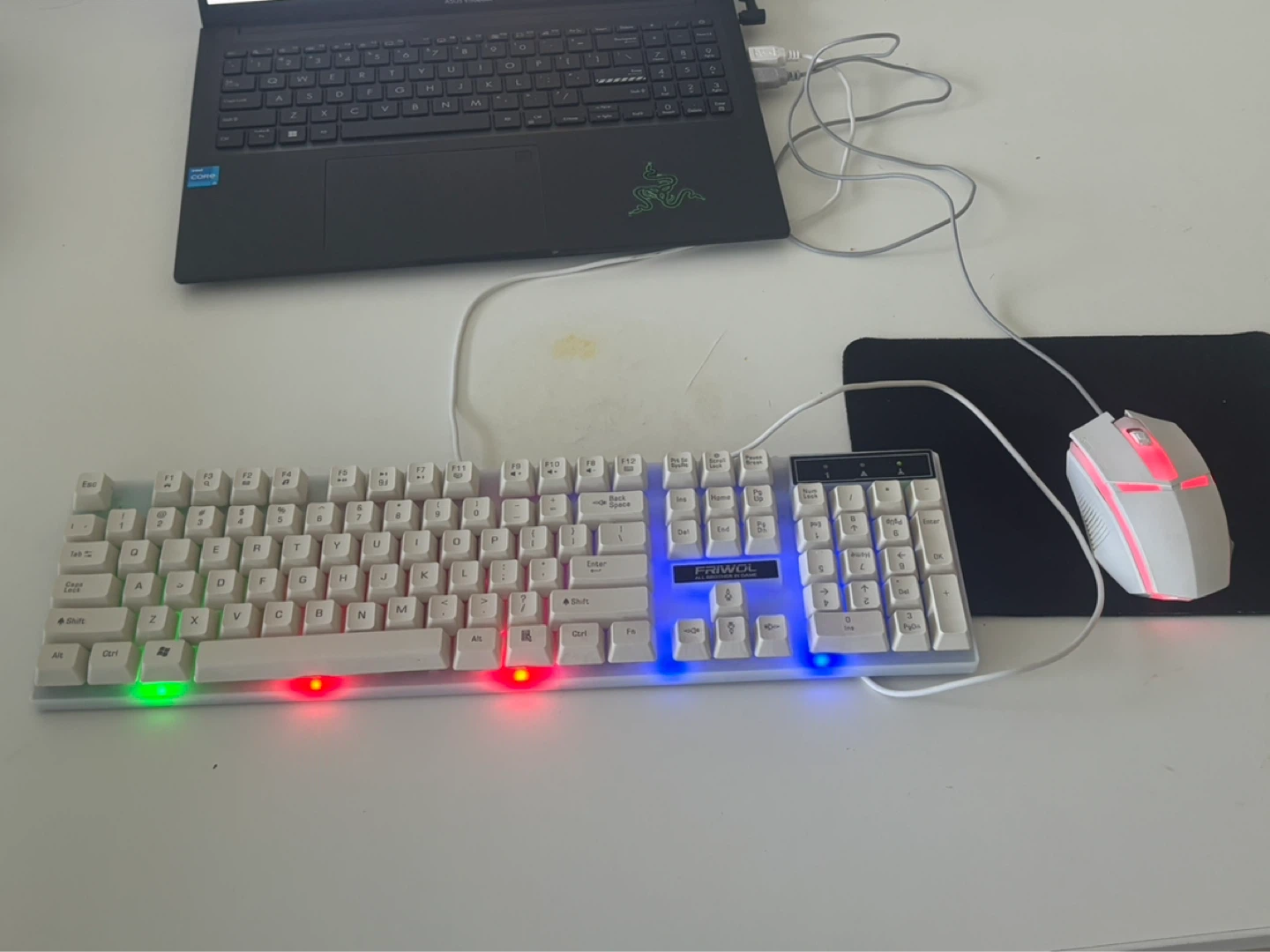 FRiWOL White Keyboard and Mouse with RGB Lighting